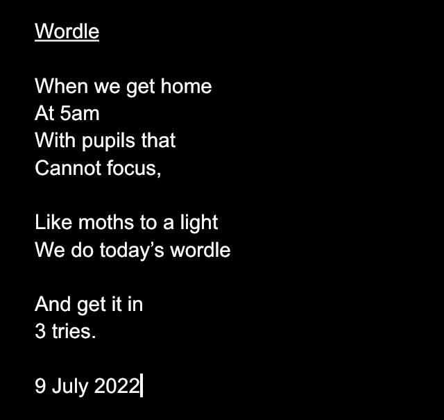 Jordan’s post party poem 